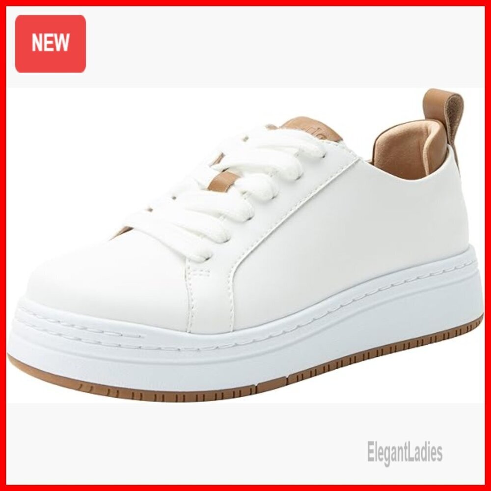 Leather Platform Lace Up Fashion Sneakers, Lightweight Arch Support